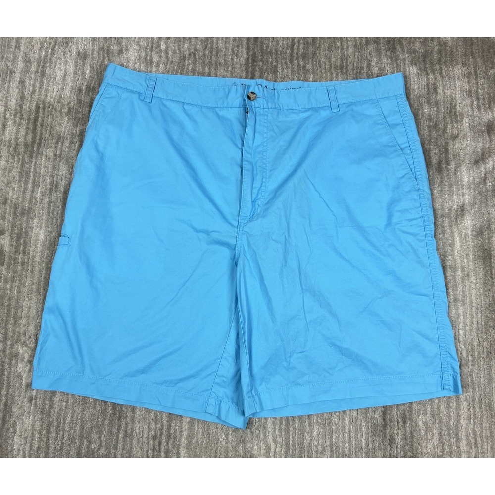 Boca Classics Shorts Mens 42 Blue Chino Flat Front 100% Cotton Casual Solid 9in